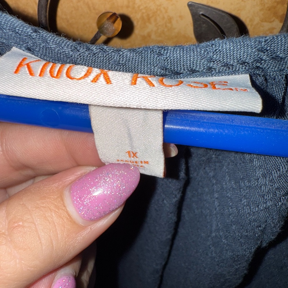 Knox Rose Blue Embellished 3/4 Sleeve Tunic Dress - Picture 3 of 5